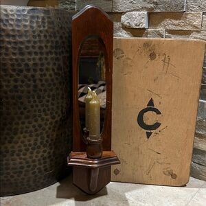 vintage wall-mounted mirrored candle sconce